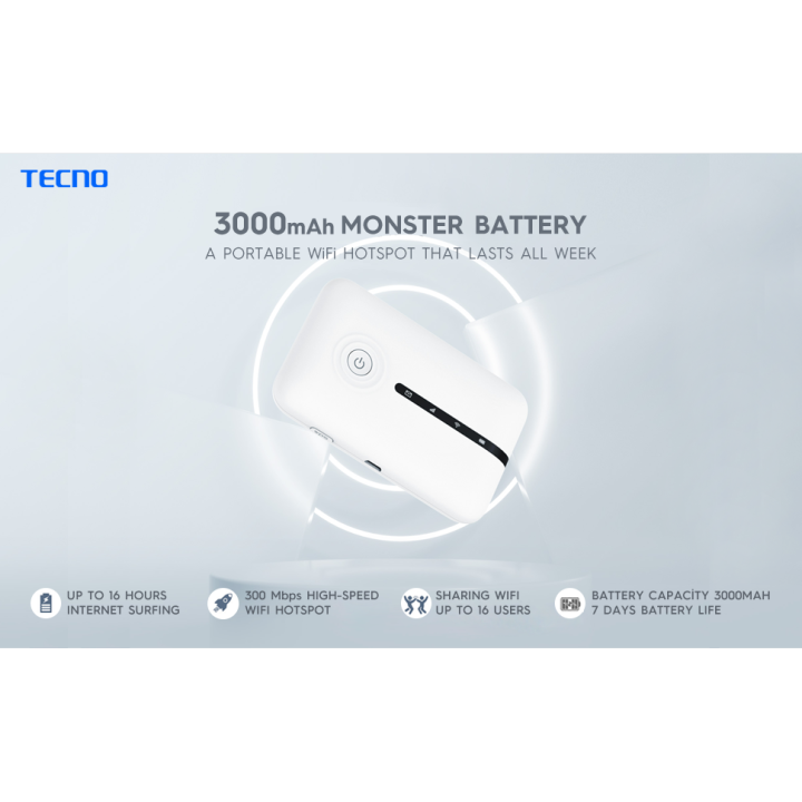 Tecno TR109C: MiFi 8 Users, 150Mbps High Speed Wifi Hotspot.