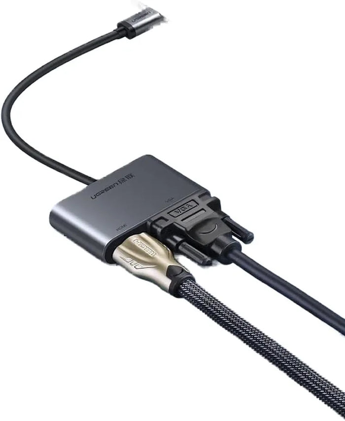 UGREEN CM162-50505 USB-C to HDMI + VGA +USB 3.0 Adapter with 100W PD – Space Gray